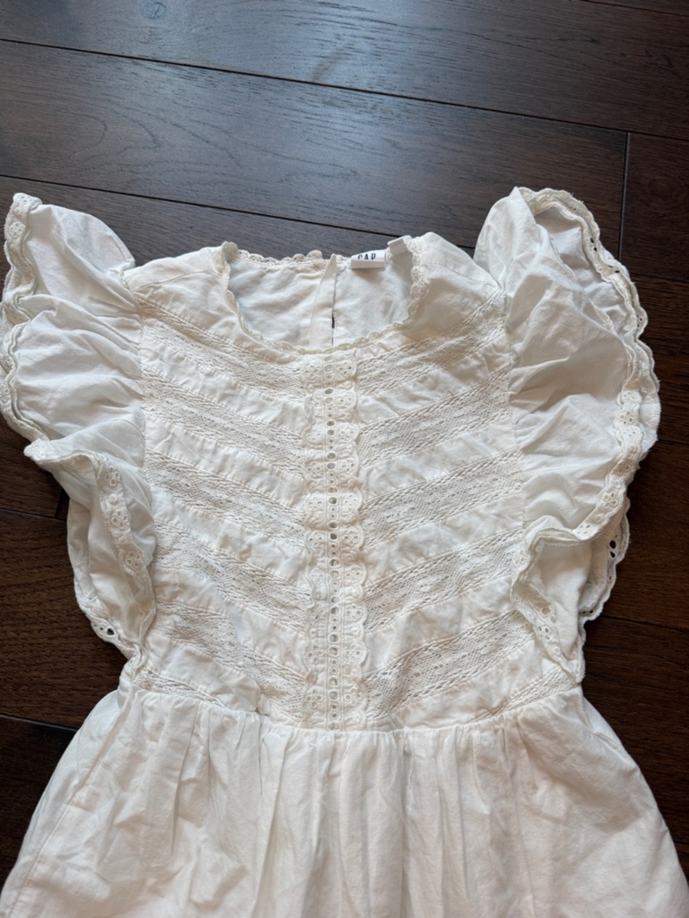 Gap Kids Lace Tiered Ruffle Dress Large in New Off White - C42-013 - Picture 5 of 12